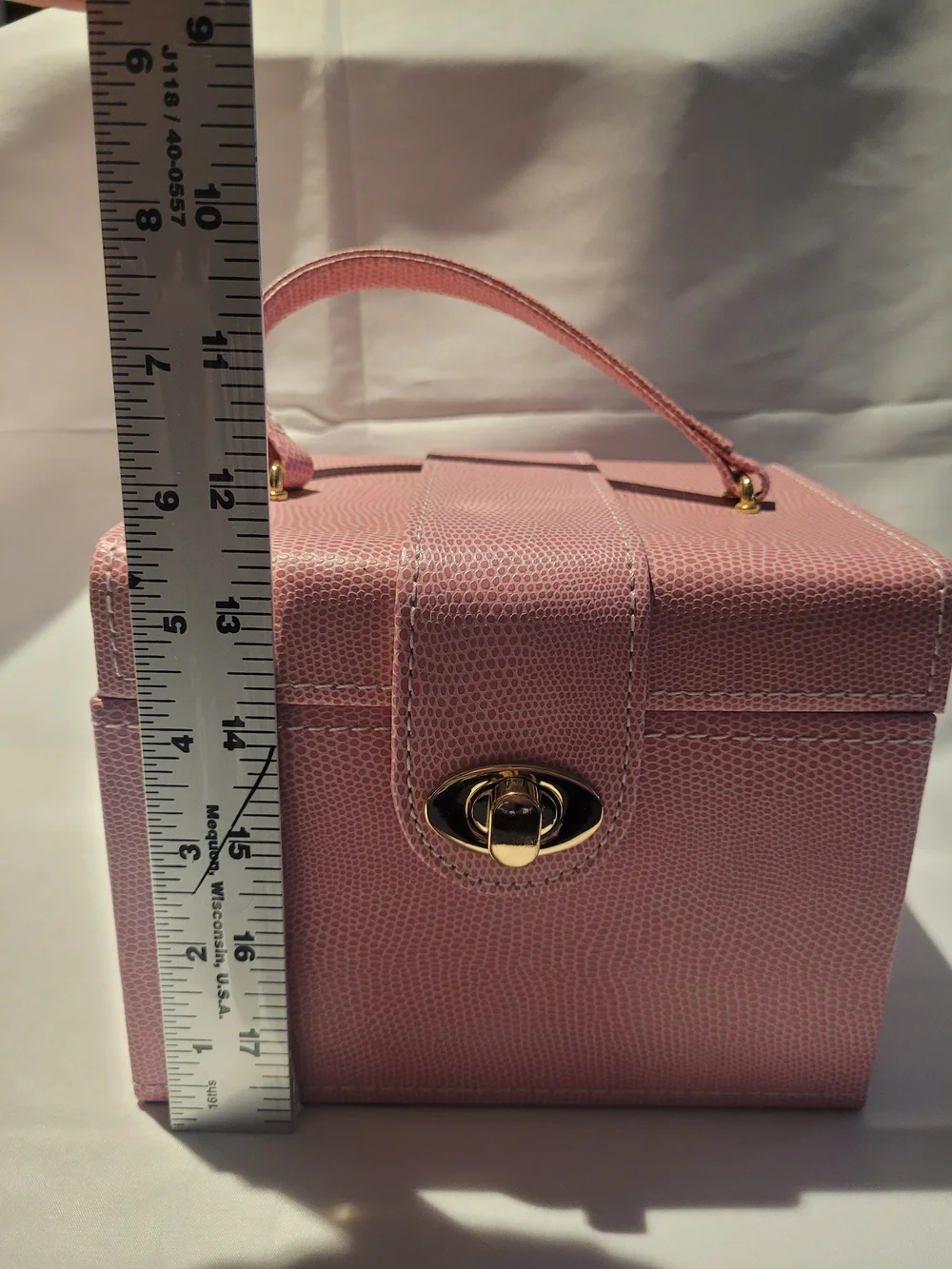 Structured Pink Top-Handle Jewelry Case
